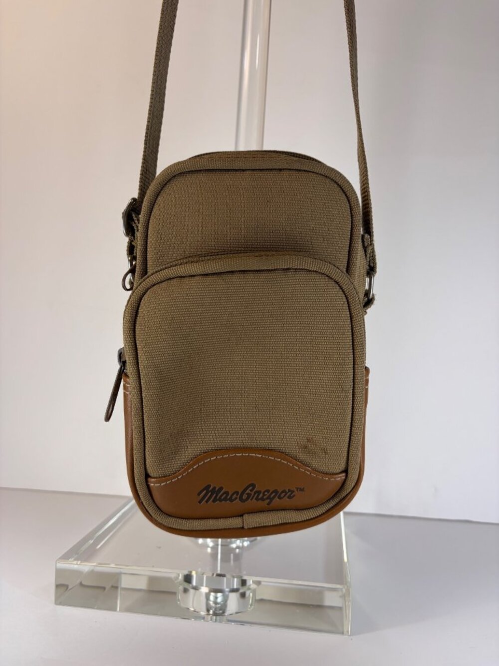 Vintage MacGregor Camera Bag Padded Adjustable Strap Khaki Two Compartment